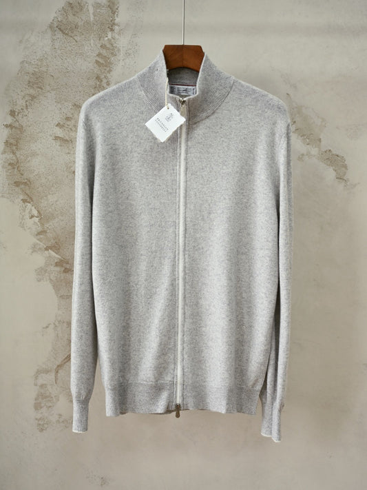 Men's Zip-up Cardigan – Cashmere Stand Collar Full-Zip