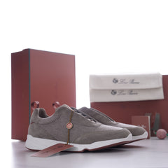 Week‑End Walk Sneaker – Loro Piana Men’s Technical Mesh Suede Low‑Top Casual Shoe