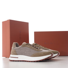 Week‑End Walk Sneaker Pecora Nera® Wheat Stitch | Loro Piana Men’s Wool‑Knit Suede Low‑Top Shoe
