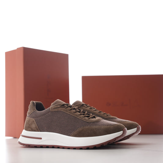 Week‑End Walk Sneaker Pecora Nera® Wheat Stitch | Loro Piana Men’s Wool‑Knit Suede Low‑Top Shoe