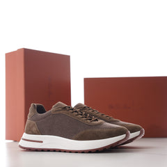 Week‑End Walk Sneaker Pecora Nera® Wheat Stitch | Loro Piana Men’s Wool‑Knit Suede Low‑Top Shoe