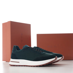 Week‑End Walk Sneaker Pecora Nera® Wheat Stitch | Loro Piana Men’s Wool‑Knit Suede Low‑Top Shoe