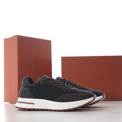 Week‑End Walk Sneaker Pecora Nera® Wheat Stitch | Loro Piana Men’s Wool‑Knit Suede Low‑Top Shoe