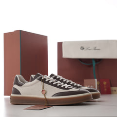 Loro Piana Tennis Walk Leather‑Trimmed Canvas Trainers | Men’s Premium Retro Low‑Top Casual Sneakers