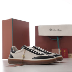 Loro Piana Tennis Walk Leather‑Trimmed Canvas Trainers | Men’s Premium Retro Low‑Top Casual Sneakers