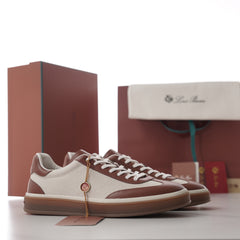 Loro Piana Tennis Walk Leather‑Trimmed Canvas Trainers | Men’s Premium Retro Low‑Top Casual Sneakers