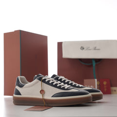 Loro Piana Tennis Walk Leather‑Trimmed Canvas Trainers | Men’s Premium Retro Low‑Top Casual Sneakers