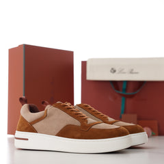 Loro Piana Newport Walk Suede Sneakers | Men Premium Two‑Tone Suede Low‑Top Casual Trainers