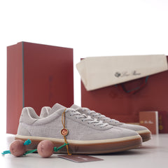 Loro Piana Tennis Walk Linen‑Suede Sneakers
