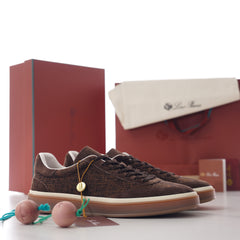 Loro Piana Tennis Walk Linen‑Suede Sneakers