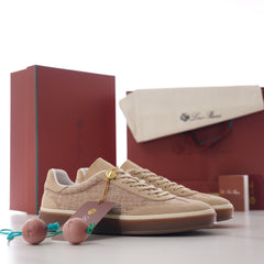 Loro Piana Tennis Walk Linen‑Suede Sneakers