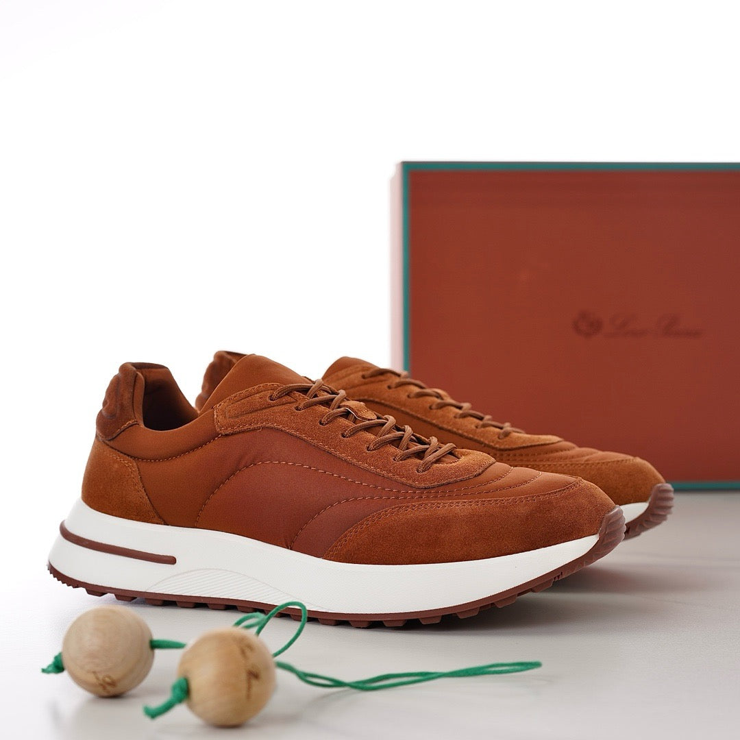 Loro Piana Week‑End Walk Mixed‑Media Sneakers | Men Premium Suede‑Nylon Retro‑Style Casual Trainers