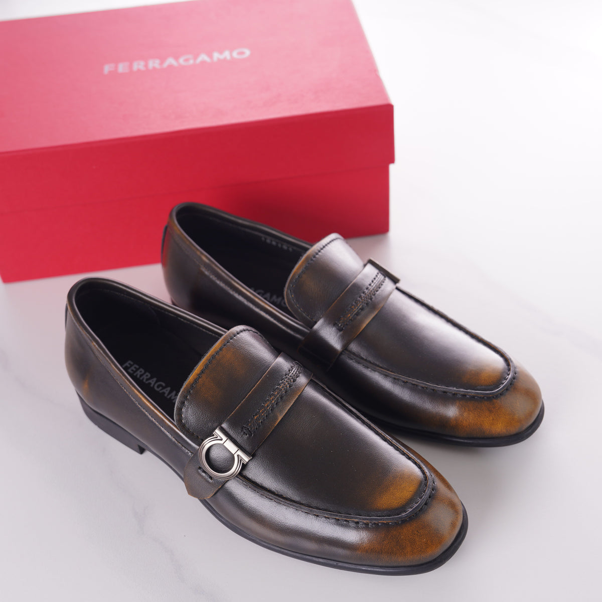 Ferragamo Gancini loafers | Men's premium genuine leather casual shoes for business and leisure loafers