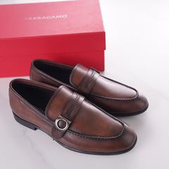 Ferragamo Gancini loafers | Men's premium genuine leather casual shoes for business and leisure loafers