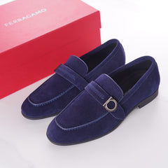 Ferragamo Gancini Ornament Suede Loafers