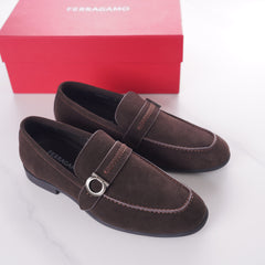 Ferragamo Gancini Ornament Suede Loafers