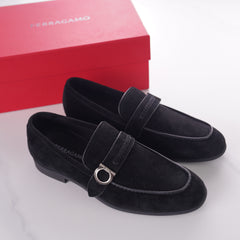 Ferragamo Gancini Ornament Suede Loafers