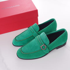 Ferragamo Gancini Ornament Suede Loafers