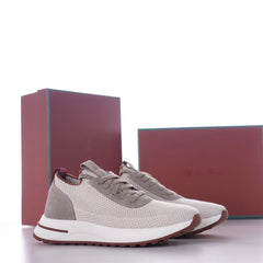 KnitStep Urban Knit Sneaker, Men's Knitted Sock Sneakers, Breathable Lightweight Casual Shoes, Pull-on Slip On Design with Leather Side Detail, Soft Cushioned Sole Daily Sneakers
