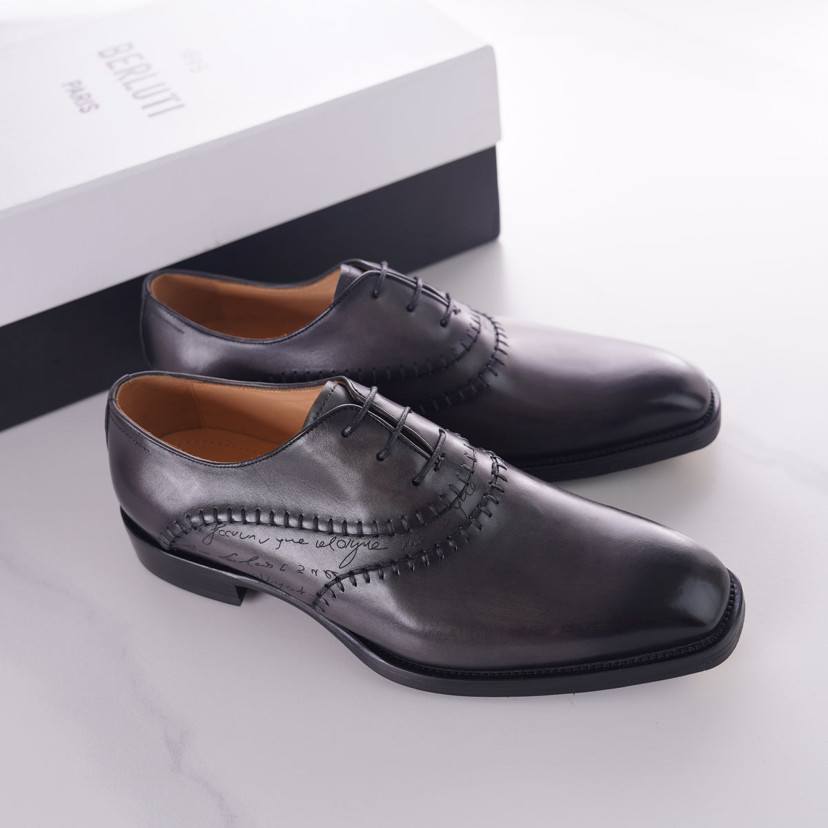 lessandro 1895 Oxford, Men Handmade Patina Leather Oxford Dress Shoes