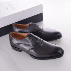 lessandro 1895 Oxford, Men Handmade Patina Leather Oxford Dress Shoes
