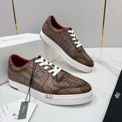 Berluti Playtime Scritto Leather Sneaker, Men Scritto Calligraphy Engraved Low Top Leather Sneakers