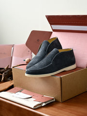 Loro Piana Open Walk Ankle Boot Men's Suede Slip-on Ankle Boots, Handcrafted Italian Luxury Casual Shoes