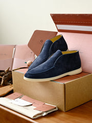 Loro Piana Open Walk Ankle Boot Men's Suede Slip-on Ankle Boots, Handcrafted Italian Luxury Casual Shoes