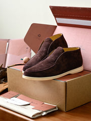 Loro Piana Open Walk Ankle Boot Men's Suede Slip-on Ankle Boots, Handcrafted Italian Luxury Casual Shoes
