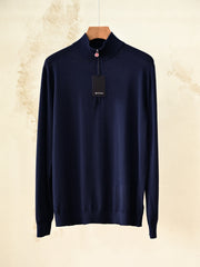Kiton Mock-Neck Half-Zip Sweater Men's 14 Micron Wool Quarter Zip Knit Pullover