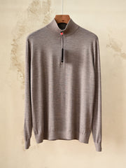 Kiton Mock-Neck Half-Zip Sweater Men's 14 Micron Wool Quarter Zip Knit Pullover