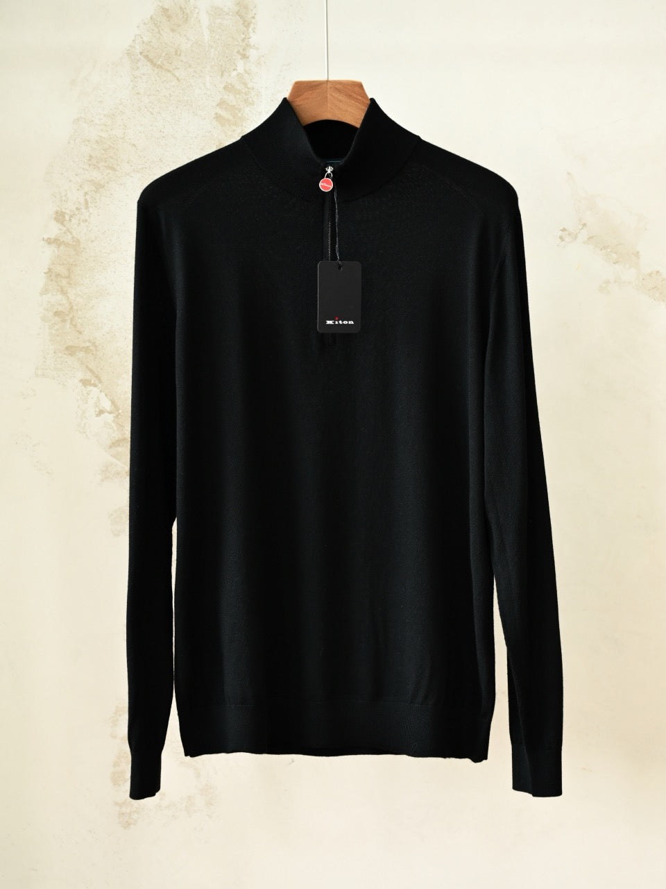 Kiton Mock-Neck Half-Zip Sweater Men's 14 Micron Wool Quarter Zip Knit Pullover