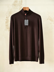 Kiton Mock-Neck Half-Zip Sweater Men's 14 Micron Wool Quarter Zip Knit Pullover