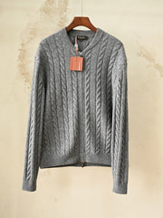 Loro Piana Cedar Cable-Knit Zip Cardigan Men's 100% Cashmere Full Zip Cable Knit Sweater