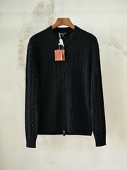 Loro Piana Cedar Cable-Knit Zip Cardigan Men's 100% Cashmere Full Zip Cable Knit Sweater