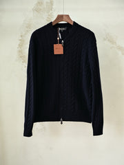 Loro Piana Cedar Cable-Knit Zip Cardigan Men's 100% Cashmere Full Zip Cable Knit Sweater