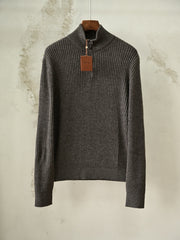 Loro Piana Plane Tree Ribbed Quarter-Zip Mock Neck Sweater