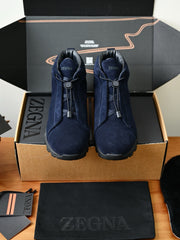 Zegna Triple Stitch™ Vetta Suede High‑Top Sneakers, Men Winter Fleece Lined Suede Ankle Boots