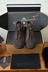 Zegna Triple Stitch™ Vetta Suede High‑Top Sneakers, Men Winter Fleece Lined Suede Ankle Boots