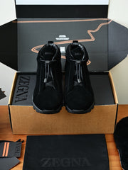 Zegna Triple Stitch™ Vetta Suede High‑Top Sneakers, Men Winter Fleece Lined Suede Ankle Boots