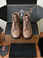Zegna Triple Stitch™ Vetta Suede High‑Top Sneakers, Men Winter Fleece Lined Suede Ankle Boots