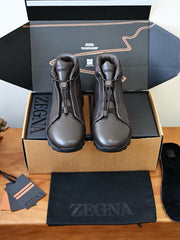 Zegna Triple Stitch™ Vetta Suede High‑Top Sneakers, Men Winter Fleece Lined Suede Ankle Boots