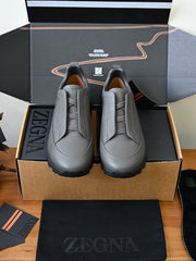 ZEGNA Triple Stitch™ Monte Sneakers Men Leather Slip-On Casual Hiking Sneakers Luxury Thick Sole Footwear