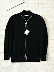 Brunello Cucinelli Ribbed-Knit Zip-Up Cardigan With Raglan Sleeves And Side Pockets, Men's Full Zip Stand Collar Vertical Rib Knit Sweater Jacket