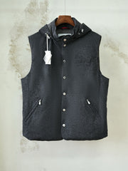 Brunello Cucinelli Bonded Wool Flannel Down Vest With Drawstring Hood