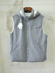 Brunello Cucinelli Bonded Wool Flannel Down Vest With Drawstring Hood