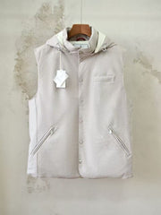 Brunello Cucinelli Bonded Wool Flannel Down Vest With Drawstring Hood