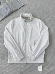 Luxury Men Lightweight Windbreaker Jacket Stand Collar With Hidden Hood Full Zip Elastic Cuffs Hem Smart Casual Business Outerwear For Men