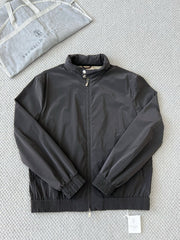 Luxury Men Lightweight Windbreaker Jacket Stand Collar With Hidden Hood Full Zip Elastic Cuffs Hem Smart Casual Business Outerwear For Men
