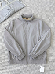 Luxury Men Lightweight Windbreaker Jacket Stand Collar With Hidden Hood Full Zip Elastic Cuffs Hem Smart Casual Business Outerwear For Men